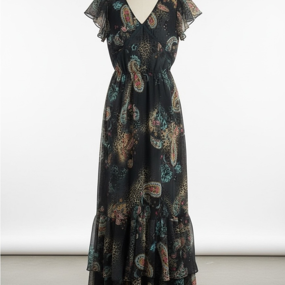 Chic Blue Paisley Maxi Dress